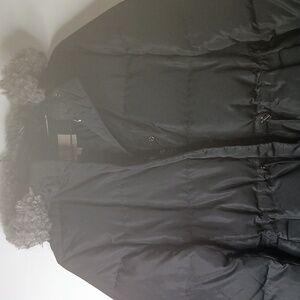 Banana Republic Black Outerwear with Fur Trim